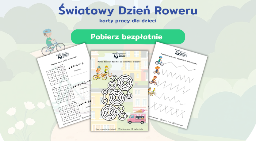 Karty pracy na Dzień Roweru dla dzieci do pobrania Kapitan Nauka